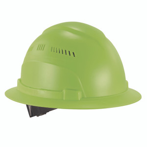 ergodyne Skullerz 8968 Class C Lightweight Full Brim Hard Hat, Adjustable Venting, 6-Point Rachet Suspension, Lime View Product Image