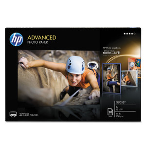 HP Advanced Photo Paper, 10.5 mil, 13 x 19, Glossy White, 20/Pack (HEWCR696A) View Product Image