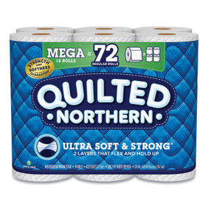 Quilted Northern Ultra Soft and Strong Bathroom Tissue, Mega Rolls, Septic Safe, 2-Ply, White, 328 Sheets/Roll, 18 Rolls/Carton View Product Image