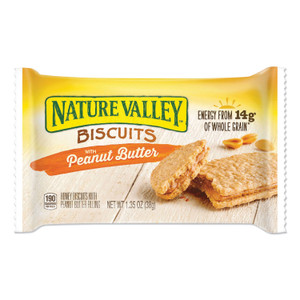 Nature Valley Biscuits, Honey with Peanut Butter, 1.35 oz Pouch, 16/Box View Product Image