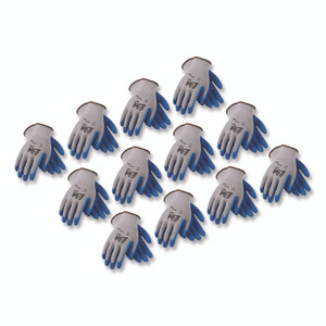 G-Tek GP Latex-Coated Cotton/Polyester Gloves, Medium, Gray/Blue, 12 Pairs View Product Image