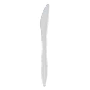 Berkley Square Individually Wrapped Mediumweight Cutlery, Knife, Plastic, White, 1,000/Carton View Product Image