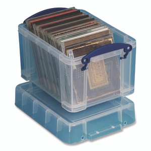 Really Useful Box Snap-Lid Storage Bin, 0.79 gal, 7.06" x 9.62" x 6.25", Clear/Blue View Product Image
