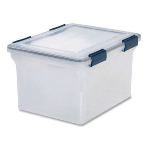 IRIS WEATHERTIGHT File Box, Letter/Legal Files, 15.5 x 17.9 x 10.8, Clear/Blue Accents View Product Image