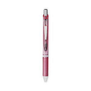 Pentel EnerGel RTX Breast Cancer Awareness Gel Pen, Retractable, Medium 0.7 mm, Black Ink, Pink/Silver Barrel, 3/Pack View Product Image