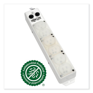 Tripp Lite by Eaton Medical-Grade Power Strip for Patient-Care Vicinity, 6 Outlets, 15 ft Cord, White View Product Image