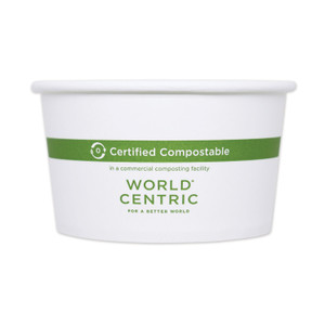 World Centric Paper Bowls, 16 oz, 4.4" Diameter x 3" h, White, 500/Carton View Product Image