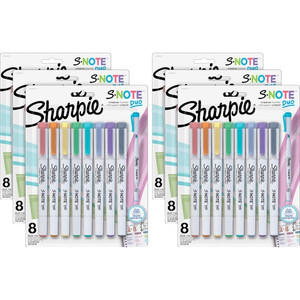 Sharpie S-Note Duo Dual-Tip Markers - Chisel, Bullet Marker Point - Assorted Ink - 8/Pack Product Image 