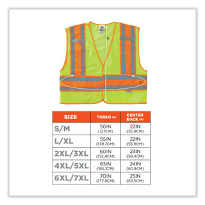 ergodyne GloWear 8245PSV Class 2 Public Safety Vest, Polyester, 6X-Large/7X-Large, Lime View Product Image