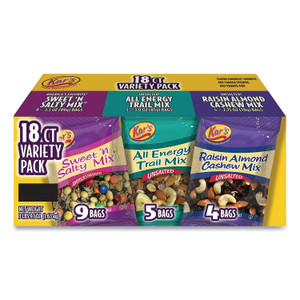 Kar's Trail Mix Variety Pack, Assorted Flavors, 18 Packets/Carton View Product Image