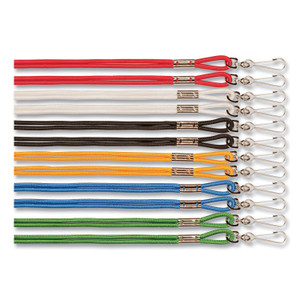 Champion Sports Lanyard, Metal J-Hook Fastener, 20" Long, Assorted Colors, 12/Pack View Product Image