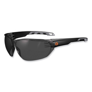 ergodyne Skullerz Vali Frameless Safety Glasses, Matte Black Nylon Impact Frame, Smoke Polycarbonate Lens View Product Image