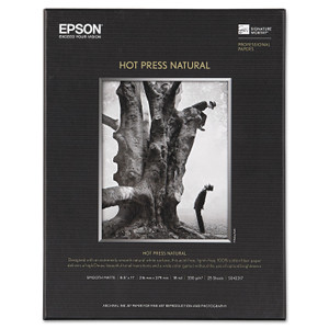 Epson Hot Press Fine Art Paper, 17 mil, 8.5 x 11, Smooth Matte Natural, 25/Pack View Product Image