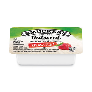 Smucker's Smuckers 1/2 Ounce Natural Jam, 0.5 oz Container, Strawberry, 200/Carton View Product Image