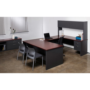 Lorell Mahogany Laminate/Charcoal Modular Desk Series Pedestal Desk - 2-Drawer (LLR79152) View Product Image
