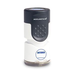 ACCUSTAMP Pre-Inked Round Stamp, ENTERED, 0.63" dia, Blue View Product Image