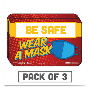 Tabbies BeSafe Messaging Education Wall Signs, 9 x 6,  "Be Safe, Wear A Mask", 3/Pack View Product Image
