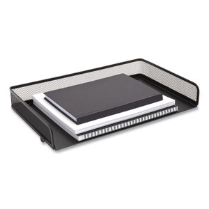 TRU RED Side-Load Stackable Wire Mesh Document Tray, 1 Section, Legal-Size, 17.32 x 9.84 x 2.76, Matte Black View Product Image
