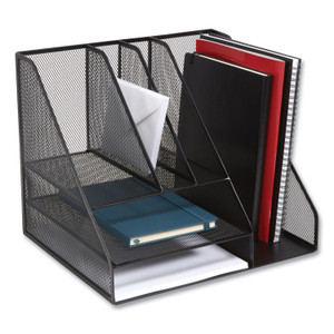 TRU RED Wire Mesh Combination Organizer, Vertical/Horizontal, 8 Sections, Letter-Size, 12 x 12 x 13.97, Matte Black View Product Image