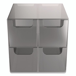 TRU RED Plastic Cube Desktop Organizer, 4 Compartments, 6 x 6 x 6, Smoke View Product Image