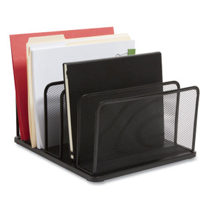 TRU RED Wire Mesh Vertical Document Sorter, 5 Sections, Letter-Size, 11.57 x 12.83 x 6.69, Matte Black View Product Image