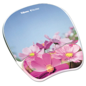 Fellowes Photo Gel Mouse Pad with Wrist Rest with Microban Protection, 9.25 x 7.87, Pink Flowers Design (FEL9179001) View Product Image