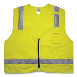 ergodyne GloWear 8262FRZ Class 2 FR Surveyor Zip Vest, Tencel/Modacrylic/Para-aramid/Kevlar, 2X-Large/3X-Large, Lime View Product Image