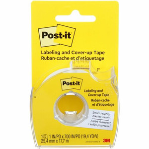 Post-it Labeling & Cover-up Tape - 1" Tape Width x 58.33 ft Tape Length - 6 Line(s) - White Tape - Removable - Yellow Product Image 