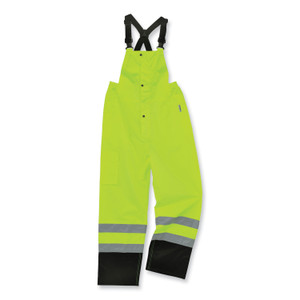 ergodyne GloWear 8918BK Class E Hi-Vis Rain Bibs Black Bottom, Small, Lime View Product Image