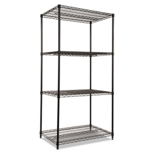 Alera NSF Certified Industrial Four-Shelf Wire Shelving Kit, 36w x 24d x 72h, Black (ALESW503624BL) View Product Image
