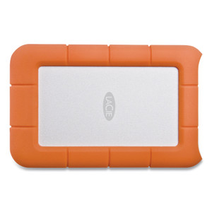 LaCie Rugged Portable External Hard Drive, 2 TB, USB-C, Orange/Silver View Product Image
