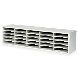 Safco E-Z Sort Steel Mail Sorter Module, 25 Compartments, 57.5 x 13 x 14.25, Light Gray View Product Image