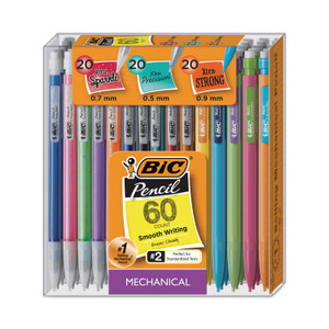 BIC Mechanical Pencil Variety Pack, Assorted Graphite Diameters, HB (#2), Black Lead, Assorted Barrel Colors, 60/Pack View Product Image
