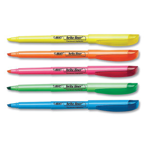 BIC Brite Liner Highlighter, Assorted Ink Colors, Chisel Tip, Assorted Barrel Colors, Dozen View Product Image