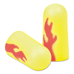 3M E-A-Rsoft Blasts Earplugs, Cordless, Foam, Yellow Neon/Red Flame, 200 Pairs/Box View Product Image