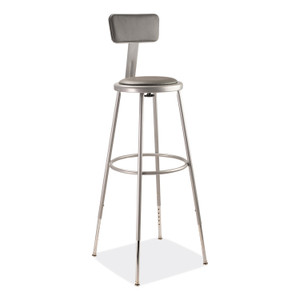 NPS 6400 Series Height Adjustable Heavy Duty Padded Stool with Backrest, Supports 300 Up to lb, 32" to 39" Seat Height, Gray View Product Image