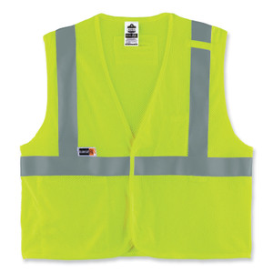 ergodyne GloWear 8263FRHL Class 2 FR Safety Economy Hook and Loop Vest, Modacrylic Mesh/Cotton, Small/Medium, Lime View Product Image