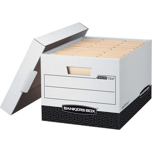 Bankers Box R-Kive File Storage Box - Internal Dimensions: 12" Width x 15" Depth x 10" Height - External Dimensions: 12.8" Width x 16.5" Depth x 10.4" Height - Media Size Supported: Letter, Legal - Lift-off Closure - Heavy Duty - (FEL00724) Product Image 