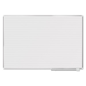 MasterVision Ruled Magnetic Steel Dry Erase Planning Board, 72" x 48", White Surface, Satin Aluminum Frame View Product Image