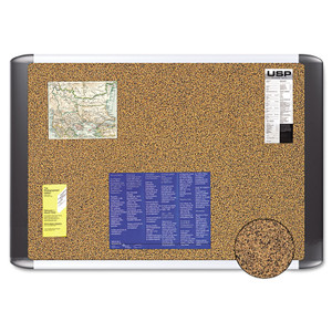 MasterVision Tech Cork Board, 72" x 48", Tan Surface, Silver/Black Aluminum Frame View Product Image