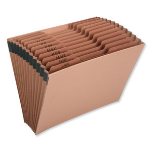 AbilityOne 7530016819290 SKILCRAFT Expanding File, Jan-Dec, 9" Expansion, 12 Sections, 1/12-Cut Tabs, Letter Size, Brown (NSN6819290) View Product Image