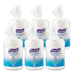 PURELL Hand Sanitizing Wipes Alcohol Formula, 6 x 7, Unscented, White, 175/Canister, 6 Canisters/Carton View Product Image
