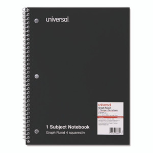 Universal Wirebound Notebook, 1-Subject, Quadrille Rule (4 sq/in), Black Cover, (70) 10.5 x 8 Sheets View Product Image