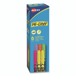 Avery HI-LITER Pen-Style Highlighters, Assorted Ink Colors, Chisel Tip, Assorted Barrel Colors, 6/Set View Product Image