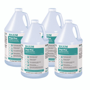 Maxim Mega Mop Damp Mop Concentrate, Lemon Scent, 1 gal Bottle, 4/Carton View Product Image