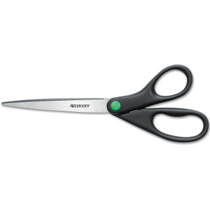 Westcott KleenEarth Scissors, 9" Long, 3.75" Cut Length, Black Straight Handle (ACM13138) View Product Image