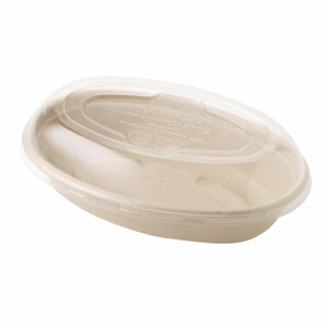 World Centric PLA Lids for Fiber Burrito Bowls, 8" Diameter, Clear, Plastic, 400/Carton View Product Image