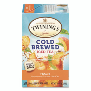 TWININGS Cold Brew Iced Tea Bags, Peach, 0.07 oz Tea Bag, 20/Box View Product Image