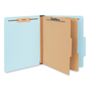 Universal Six-Section Classification Folders, Heavy-Duty Pressboard Cover, 2 Dividers, 6 Fasteners, Letter Size, Light Blue, 20/Box View Product Image