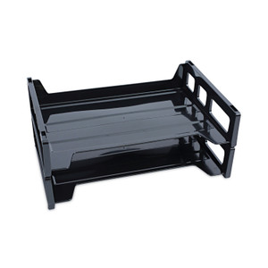 Universal Recycled Plastic Side Load Desk Trays, 2 Sections, Letter Size Files, 13" x 9" x 2.75", Black View Product Image